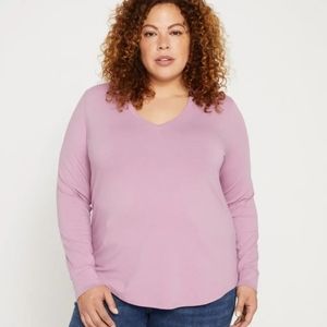 Women's V-Neck Long Sleeve Top - Pink